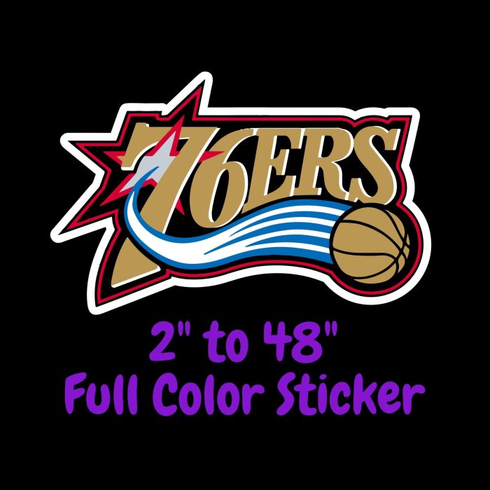 Philadelphia 76ers Full Color Vinyl Sticker - Custom Size