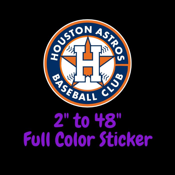 Houston Astros - Circle With Baseball Club - Full Color Vinyl Sticker - Custom Size