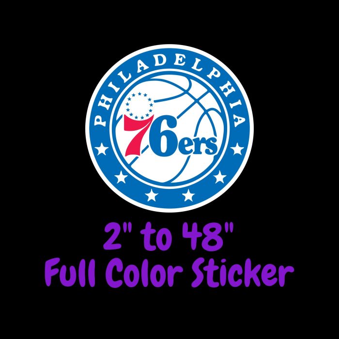 Philadelphia 76ers Full Color Vinyl Sticker - Custom Size