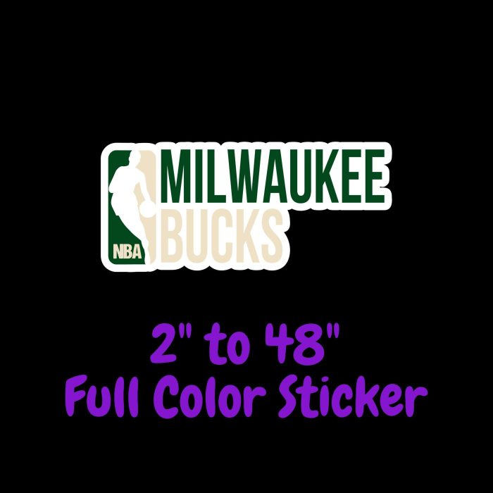 Milwaukee Bucks Full Color Vinyl Sticker - Custom Size