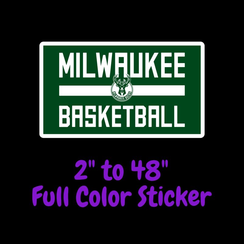 Milwaukee Bucks Full Color Vinyl Sticker - Custom Size