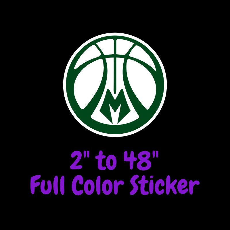 Milwaukee Bucks Full Color Vinyl Sticker - Custom Size