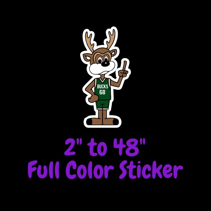 Milwaukee Bucks Full Color Vinyl Sticker - Custom Size