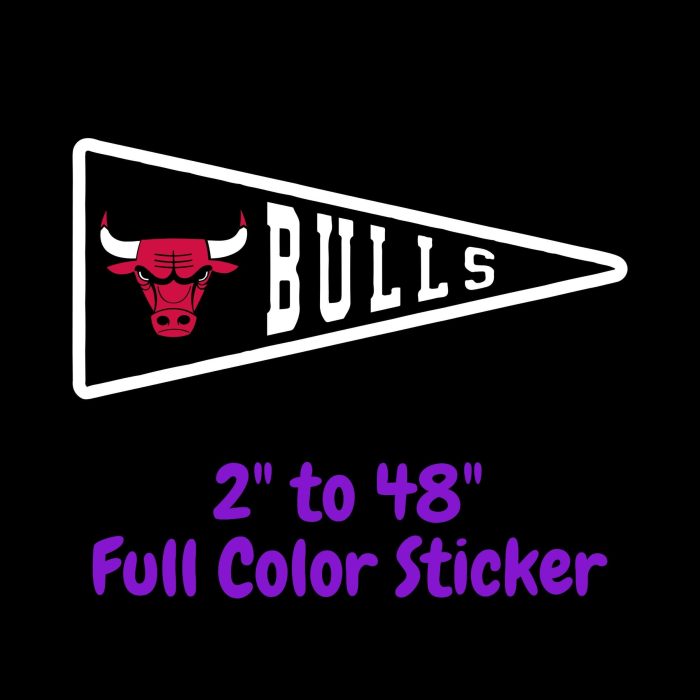 Chicago Bulls - Pennant - Full Color Vinyl Sticker - Custom Size