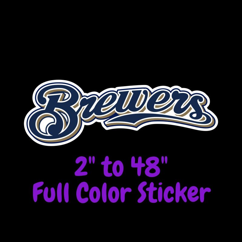 Milwaukee Brewers - Cursive Brewers - Full Color Vinyl Sticker - Custom Size