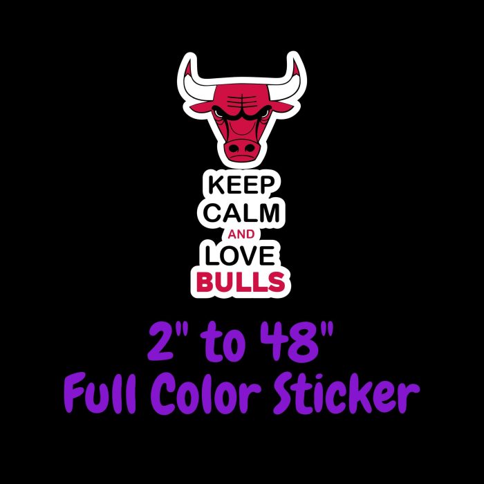 Chicago Bulls - Keep Calm And Love Bulls - Full Color Vinyl Sticker - Custom Size