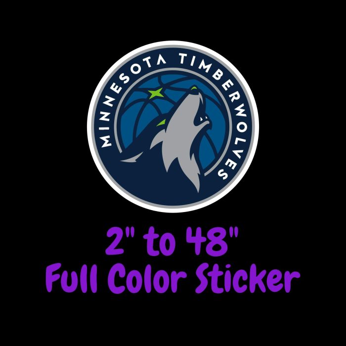 Minnesota Timberwolves Full Color Vinyl Sticker - Custom Size