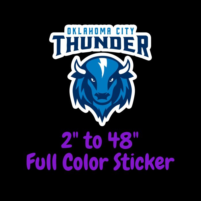 Oklahoma City Thunder Full Color Vinyl Sticker - Custom Size