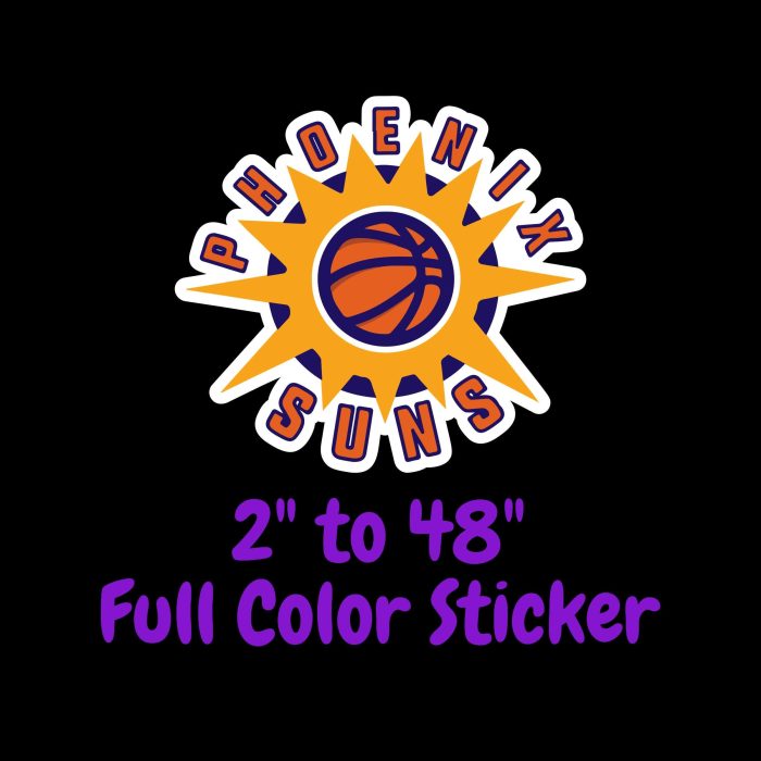 Phoenix Suns Full Color Vinyl Sticker - Custom Size