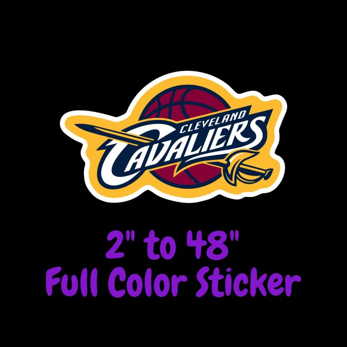 Cleveland Cavaliers -  Maroon Basketball With Name - Full Color Vinyl Sticker - Custom Size