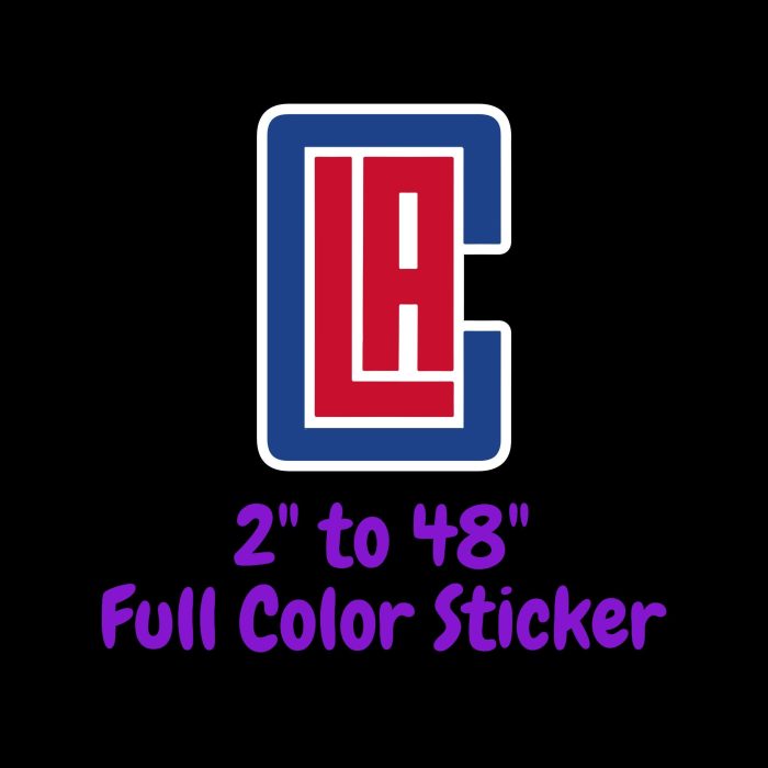 Los Angeles Clippers Full Color Vinyl Sticker - Custom Size