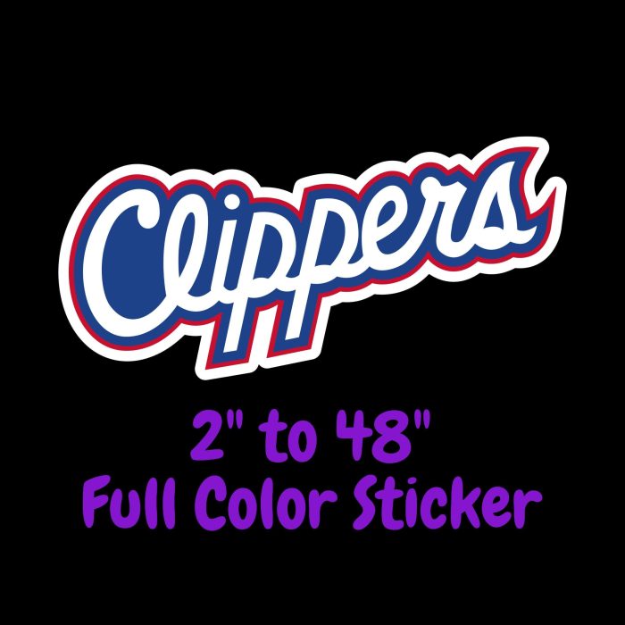 Los Angeles Clippers Full Color Vinyl Sticker - Custom Size