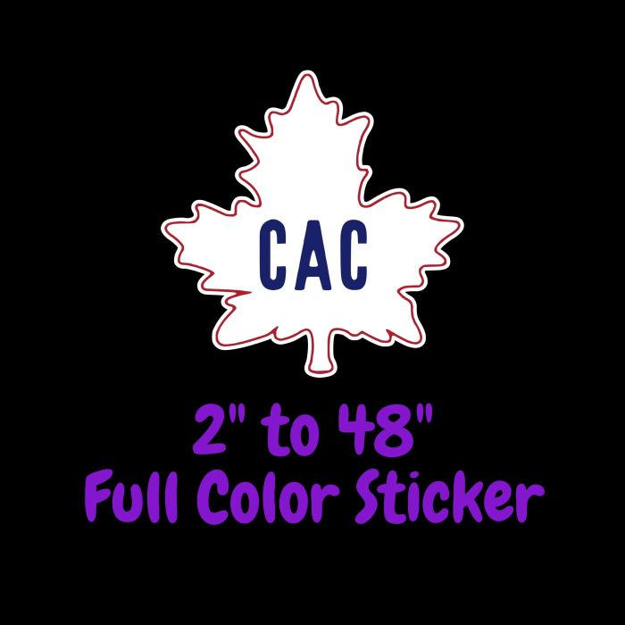 Montreal Canadiens - White Leaf With CAC - Full Color Vinyl Sticker - Custom Size