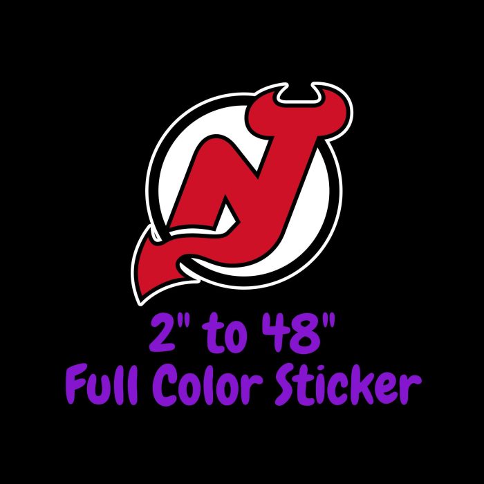 New Jersey Devils - Circle With N - Full Color Vinyl Sticker - Custom Size