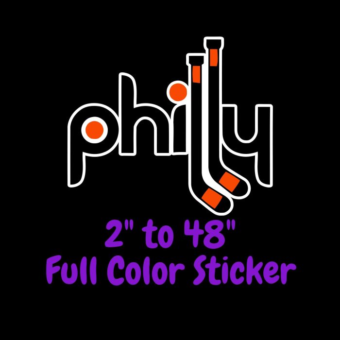 Philadelphia Flyers - Philly With Hockey Sticks - Full Color Vinyl Sticker - Custom Size