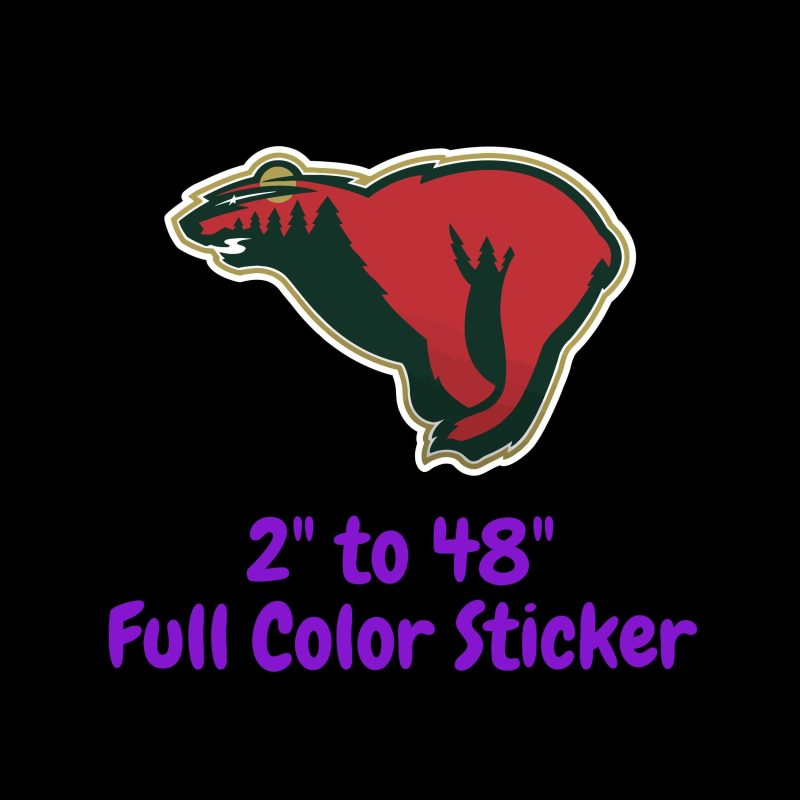 Minnesota Wild - Bear - Full Color Vinyl Sticker - Custom Size