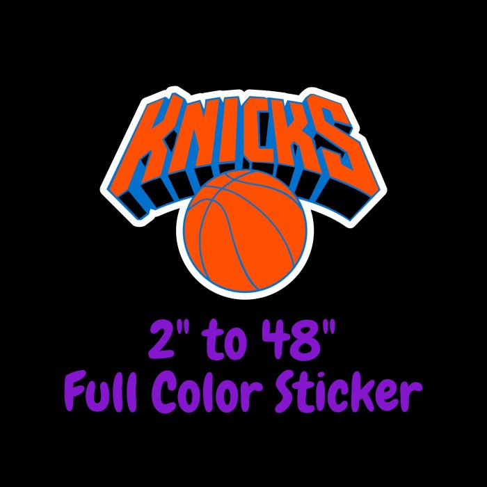 New York Knicks Full Color Vinyl Sticker - Custom Size