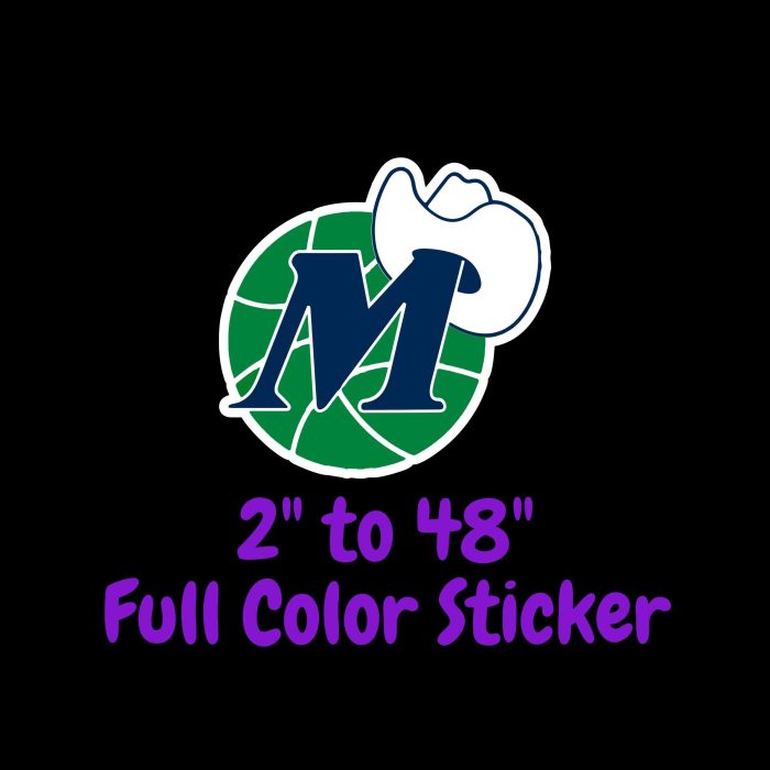 Dallas Mavericks - Basketball With Hat - Full Color Vinyl Sticker - Custom Size