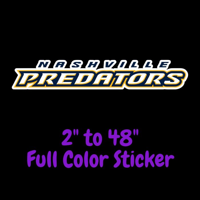 Nashville Predators - Name - Full Color Vinyl Sticker - Custom Size