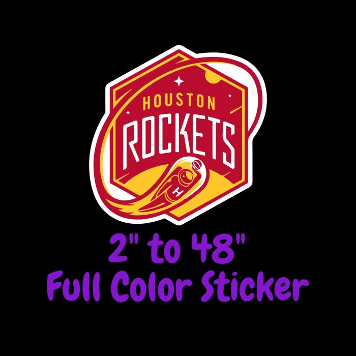 Houston Rockets Full Color Vinyl Sticker - Custom Size