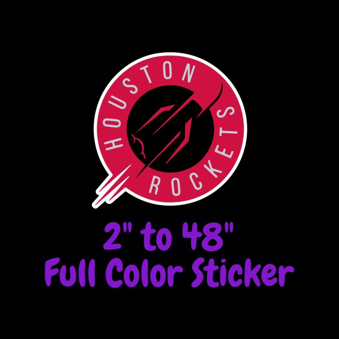 Houston Rockets Full Color Vinyl Sticker - Custom Size