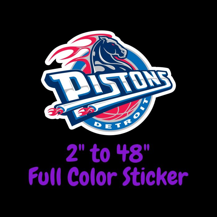Detroit Pistons Full Color Vinyl Sticker - Custom Size