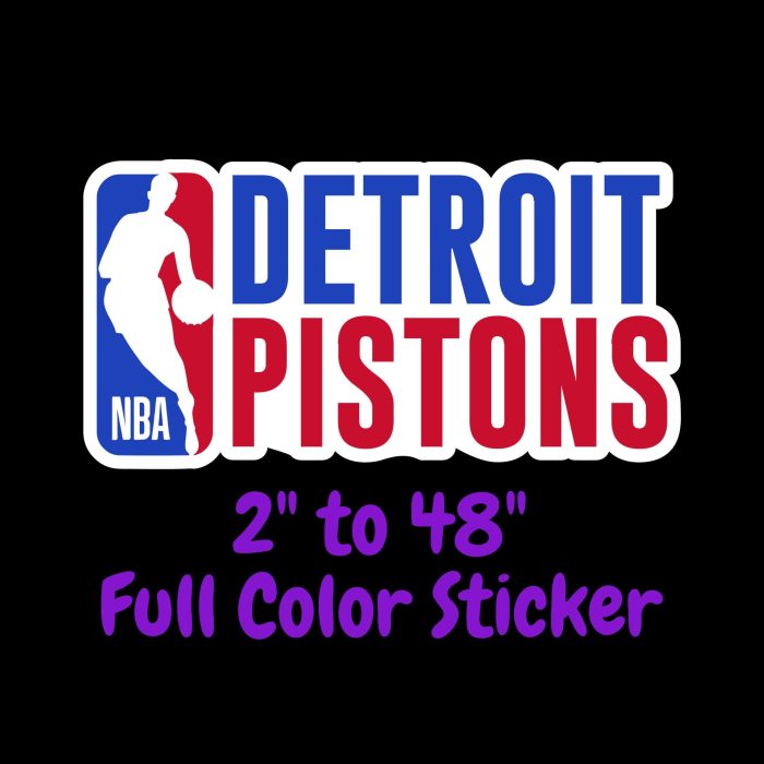 Detroit Pistons Full Color Vinyl Sticker - Custom Size
