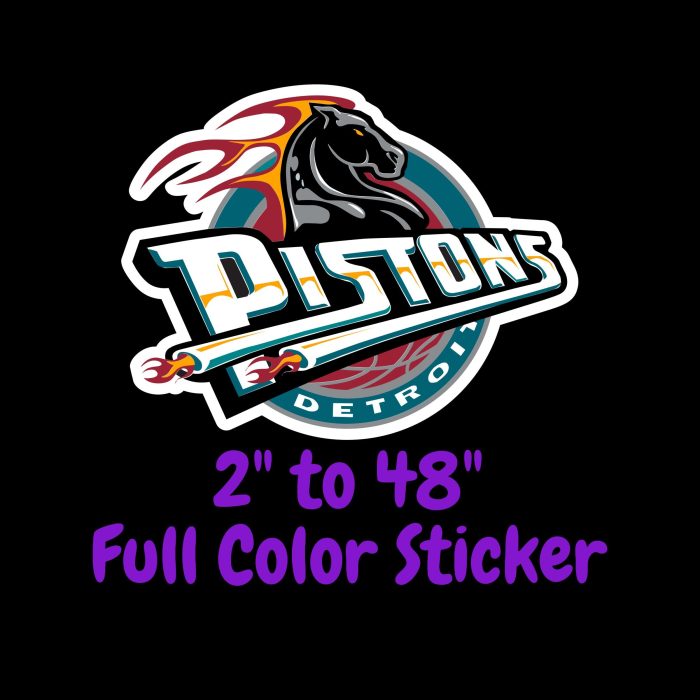 Detroit Pistons Full Color Vinyl Sticker - Custom Size
