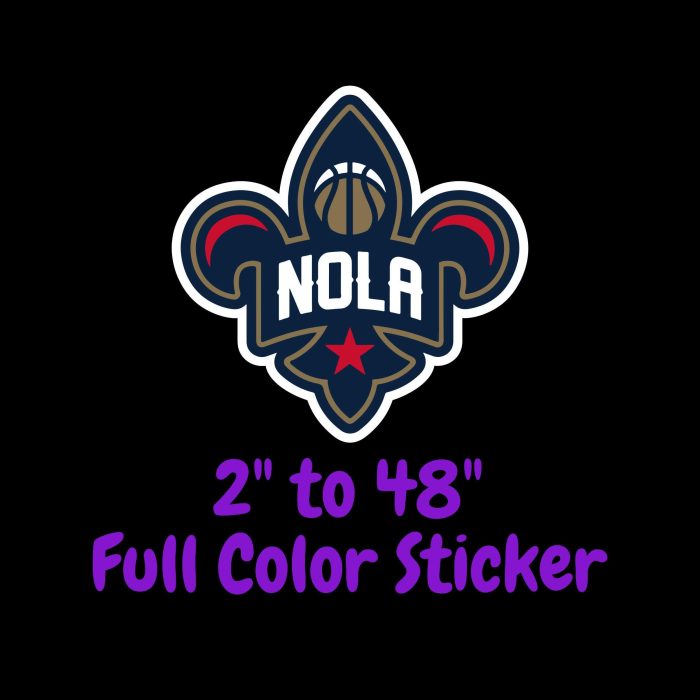 New Orleans Pelicans Full Color Vinyl Sticker - Custom Size
