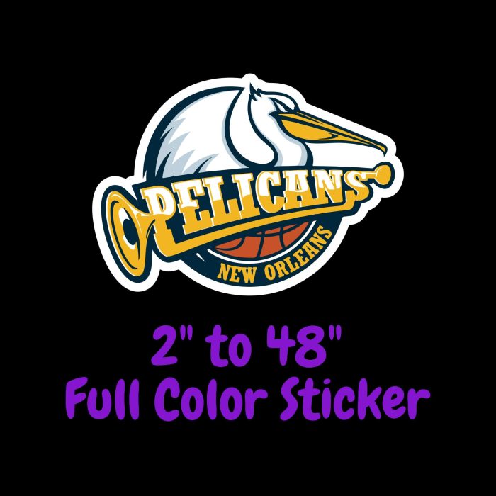 New Orleans Pelicans Full Color Vinyl Sticker - Custom Size