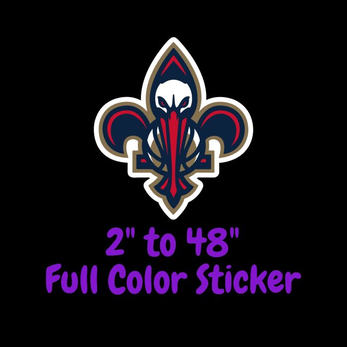 New Orleans Pelicans Full Color Vinyl Sticker - Custom Size