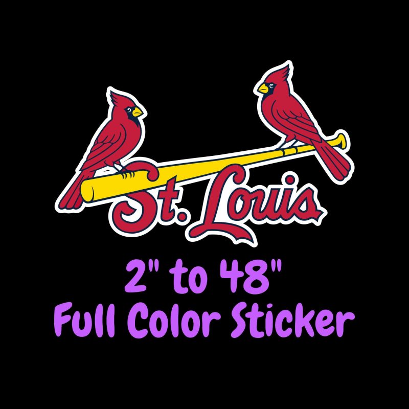 St. Louis Cardinals - 2 Birds With St. Louis - Full Color Vinyl Sticker - Custom Size