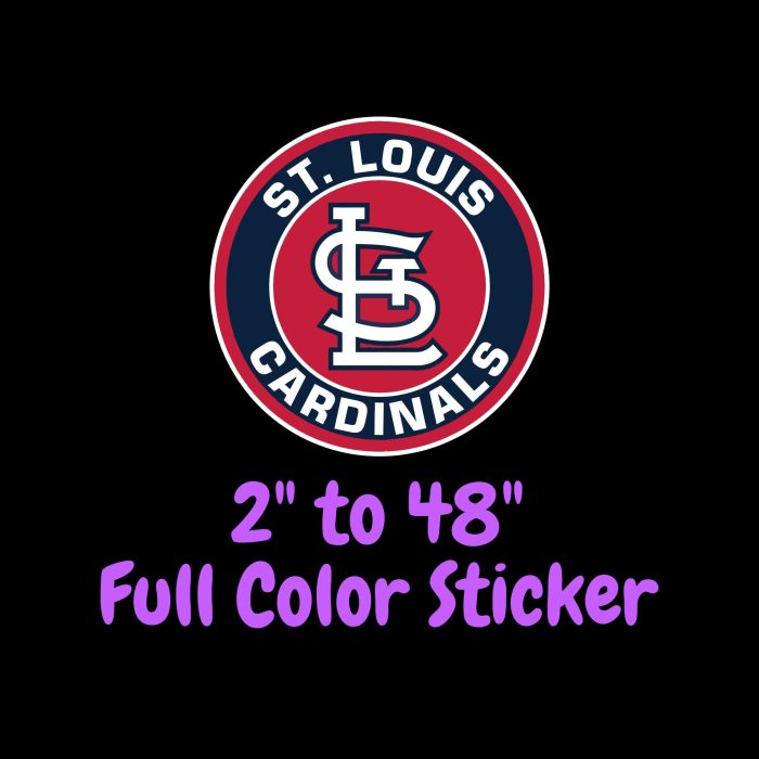 St. Louis Cardinals - Blue And Red Circle With Name - Full Color Vinyl Sticker - Custom Size