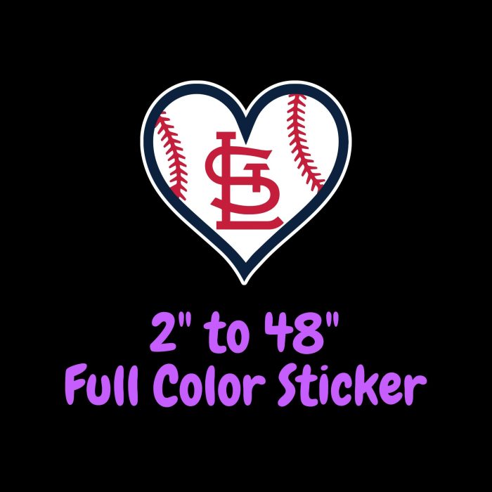 St. Louis Cardinals - Heart - Full Color Vinyl Sticker - Custom Size