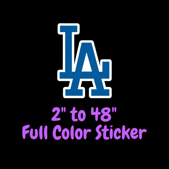 Los Angeles Dodgers - LA - Full Color Vinyl Sticker - Custom Size