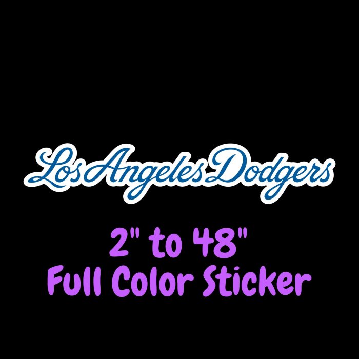 Los Angeles Dodgers - Cursive Name - Full Color Vinyl Sticker - Custom Size