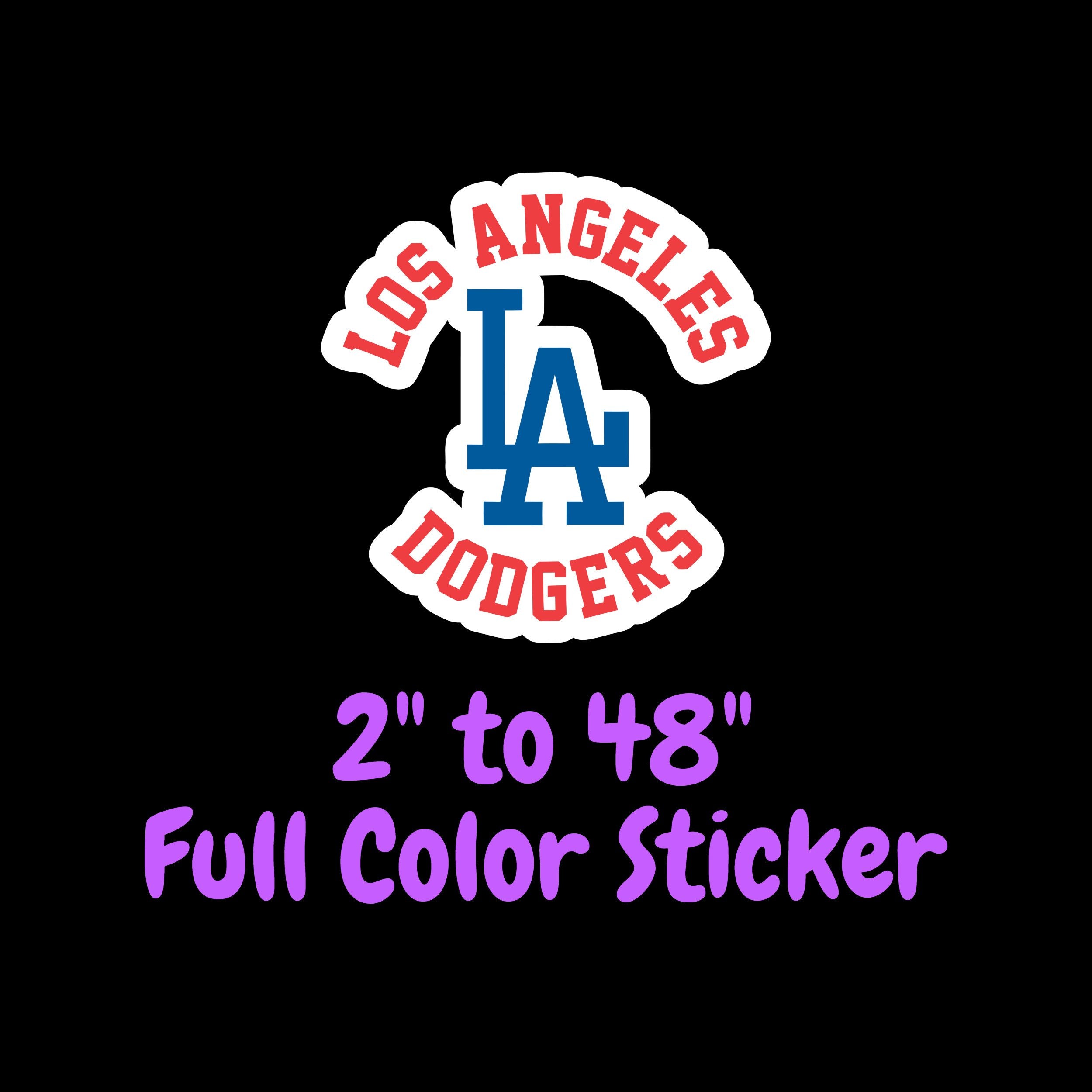 Los Angeles Dodgers - LA With Name - Full Color Vinyl Sticker - Custom Size