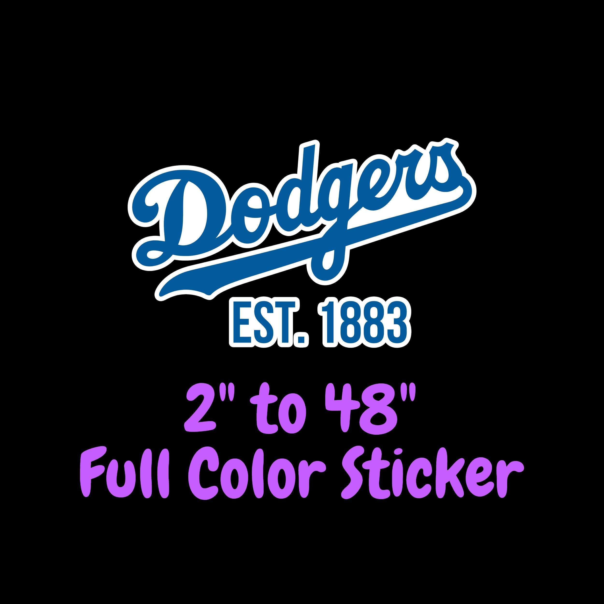 Los Angeles Dodgers - Cursive Dodger EST. 1883 - Full Color Vinyl Sticker - Custom Size