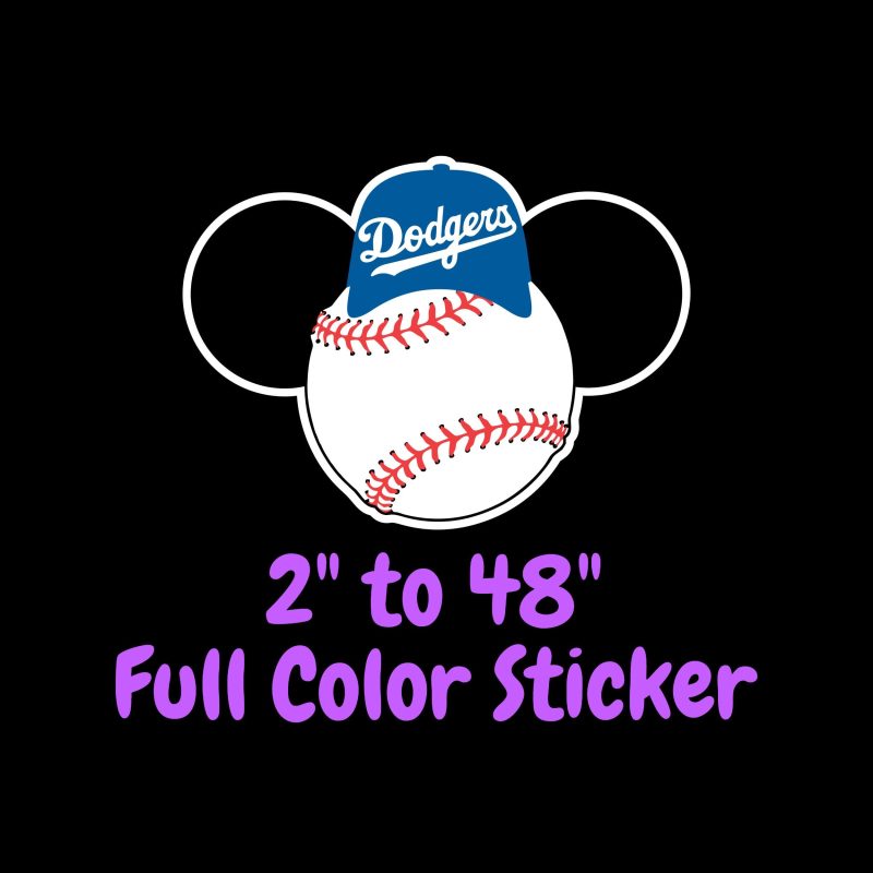 Los Angeles Dodgers - Mickey Mouse Baseball With Hat - Full Color Vinyl Sticker - Custom Size