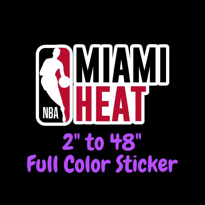 Miami Heat Full Color Vinyl Sticker - Custom Size