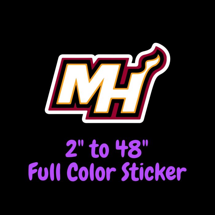 Miami Heat Full Color Vinyl Sticker - Custom Size