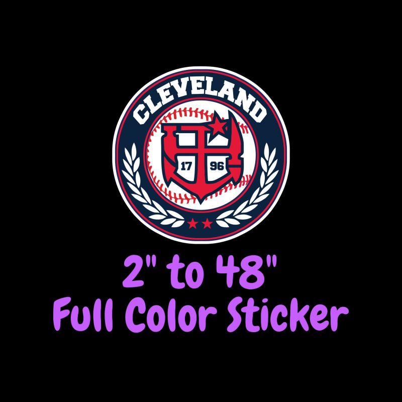 Cleveland Indians - Blue Circle With Baseball - Full Color Vinyl Sticker - Custom Size