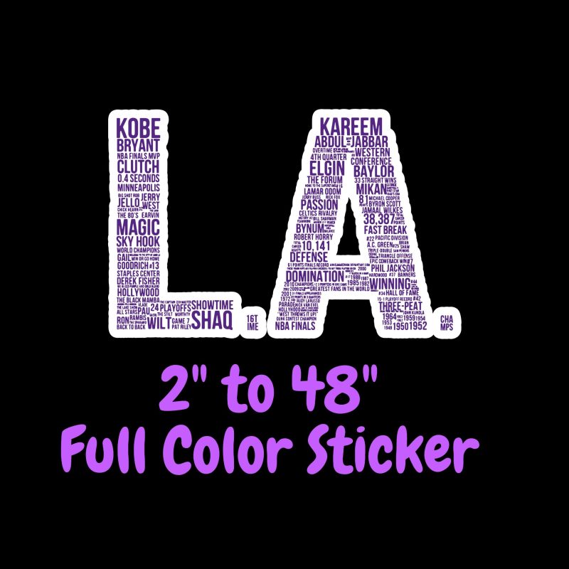 Los Angeles Lakers Full Color Vinyl Sticker - Custom Size