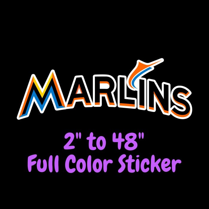 Miami Marlins - Marlins - Full Color Vinyl Sticker - Custom Size