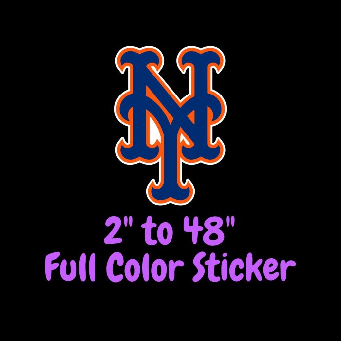 New York Mets - Blue NY - Full Color Vinyl Sticker - Custom Size