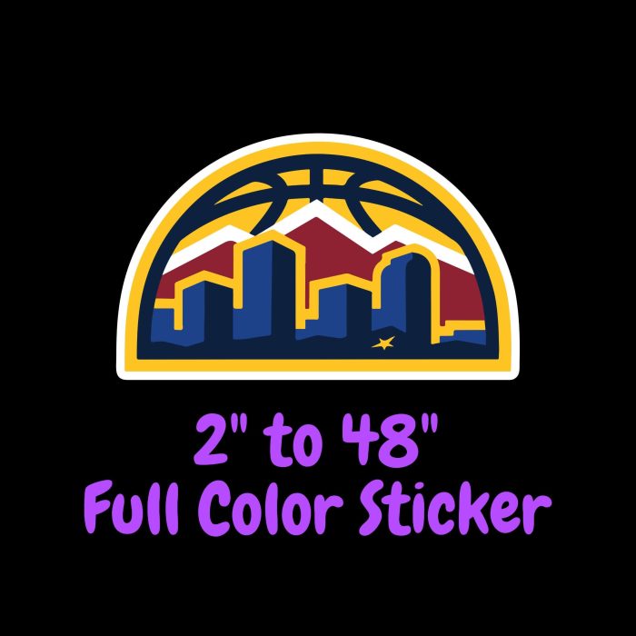 Denver Nuggets Full Color Vinyl Sticker - Custom Size