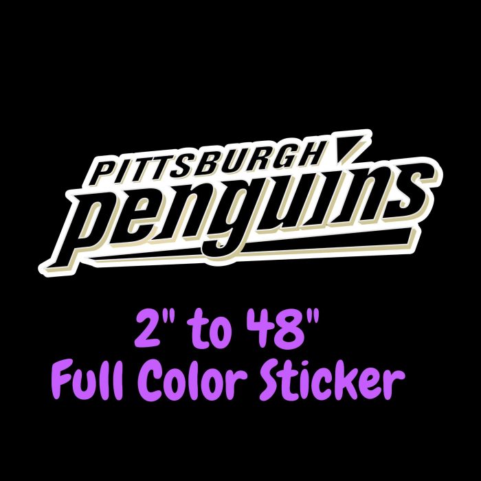 Pittsburgh Penguins - Black Name - Full Color Vinyl Sticker - Custom Size