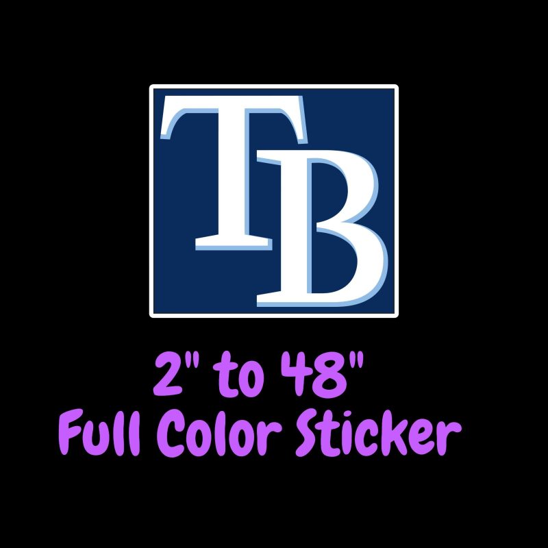 Tampa Bay Rays -TB With Blue Square - Full Color Vinyl Sticker - Custom Size