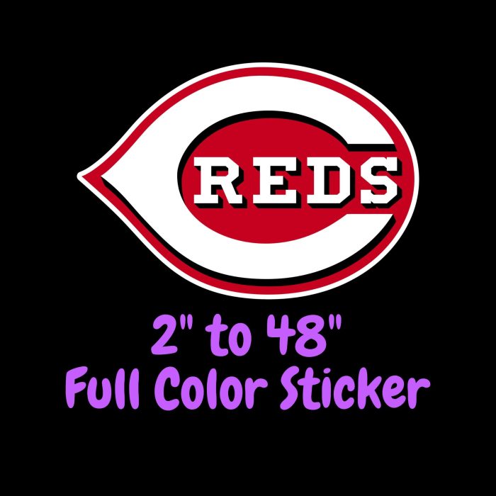 Cincinnati Reds - White C With Reds - Full Color Vinyl Sticker - Custom Size