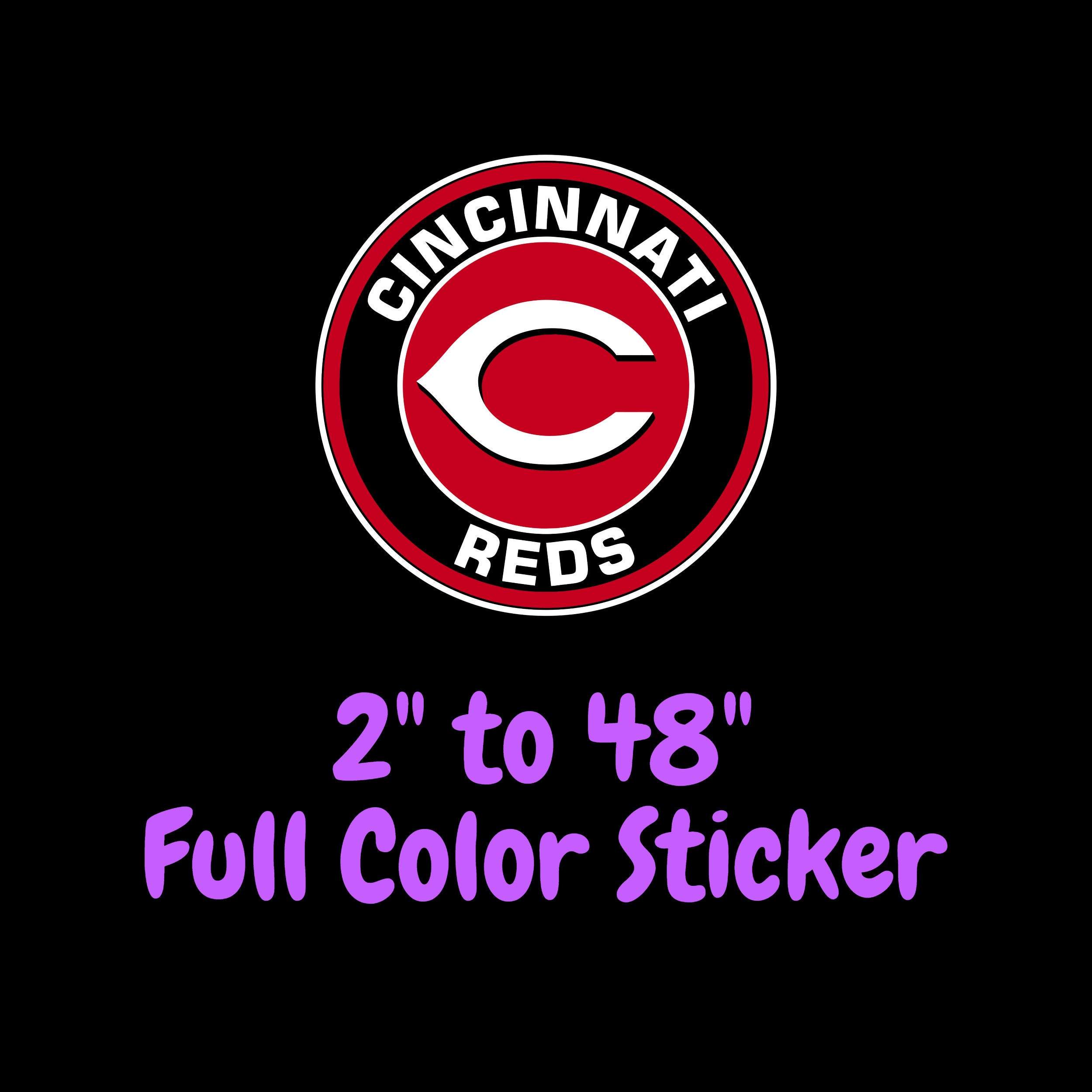 Cincinnati Reds- Black and Red Circle - Full Color Vinyl Sticker - Custom Size